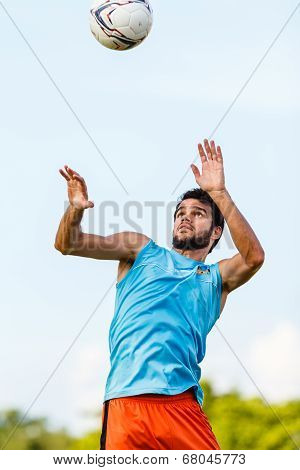 Sisaket Thailand-july 6: Victor Amaro Of Sisaket Fc. In Action During A Training Ahead Thai Premier