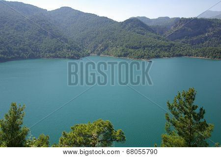 Panorama Oymapinar Dam Reservoir On The River Manavgat