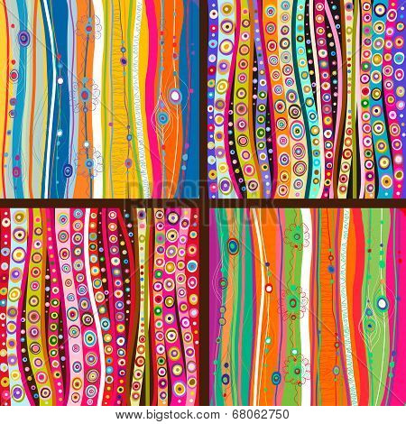 Set of four colourful line background