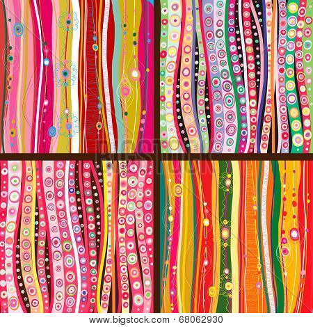 Set of four colourful line background