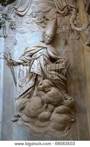PARMA, ITALY - MAY 01, 2014: Statue of Saint , altar in the church of Saint Vitale. The church of St Vitale is located in the historic center of Parma, not far from City Hall