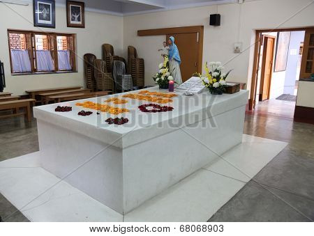 KOLKATA, INDIA - FEB 07, 2014: Tomb of Blessed Teresa of Calcutta, commonly known as Mother Teresa (26 August 1910ÃÂ¢Ã?Ã?5 September 1997), was Catholic missionary who lived for most of her life in India