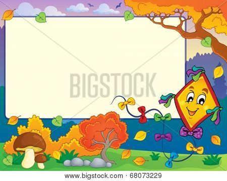 Autumn frame with kite 1 - eps10 vector illustration.
