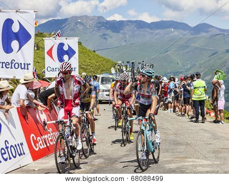 The Peloton In Pyrenees Mountains