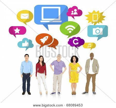 Multi-Ethnic Group of People and Internet Concepts