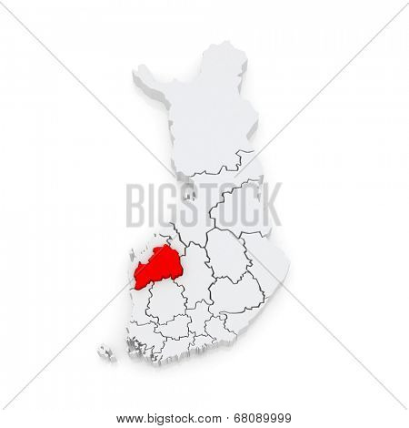 Map of Southern Ostrobothnia. Finland. 3d