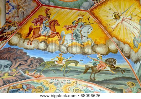 Roof painting at Rila Monastery church