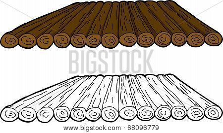 Cartoon Wooden Raft