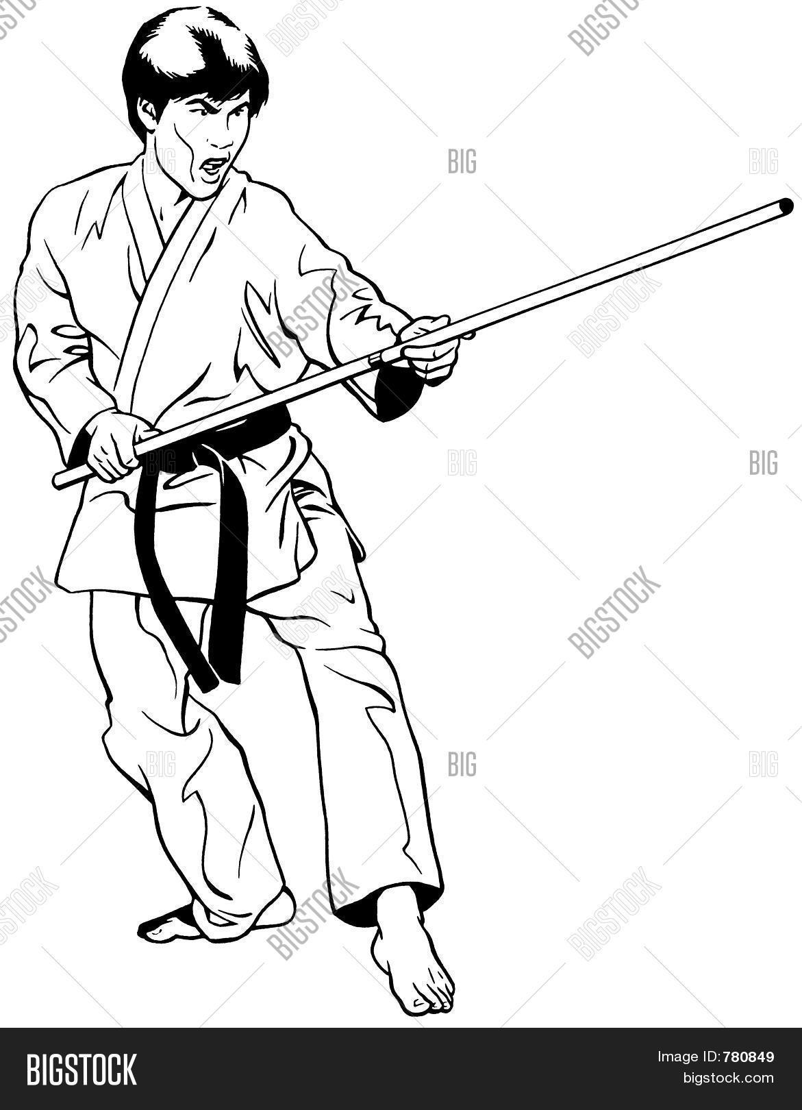 Defensive Stance W/ Bow Staff Image & Photo Bigstock