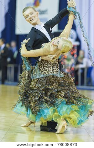 Minsk-belarus, October 5, 2014: Professional Dance Couple Of Dulebenec Egor And Samorodskaya Alexand