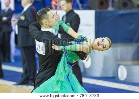 Minsk-belarus, October 5, 2014: Professional Dance Couple Of Alexey Tkachuk And Nadezhda Volui Perfo