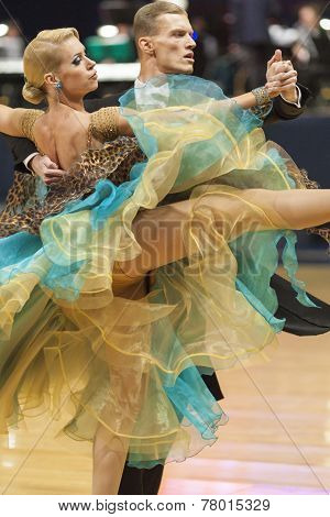 Minsk-belarus, October 5, 2014: Professional Dance Couple Of Dulebenec Egor And Samorodskaya Alexand