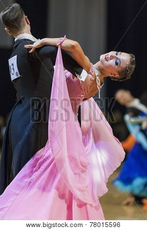 Minsk-belarus, October 5, 2014: Professional Dance Couple Of Il'ya Rykun And Valeriya Lobach Perform