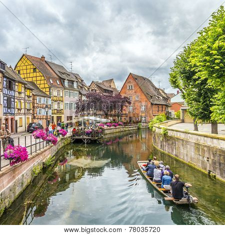 People Visit Little Venice In Colmar, France