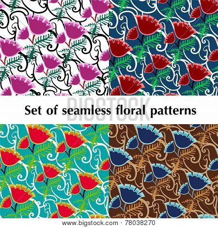 Set Of Seamless Floral Patterns.eps