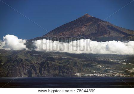 Volcano Teide seen from Agulo Village, La Gomera, Spain 