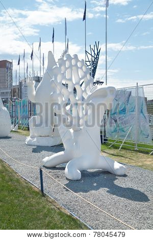 Perm, Russia - Jun 11, 2013: Exhibition Of Large Animal Figures From Foam At Festival White Nights I