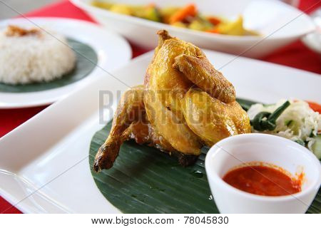 Close up shot of Asian chicken barbeque
