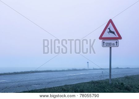 Deer Crossing Roadsign
