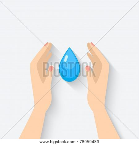 water drop in hands symbol