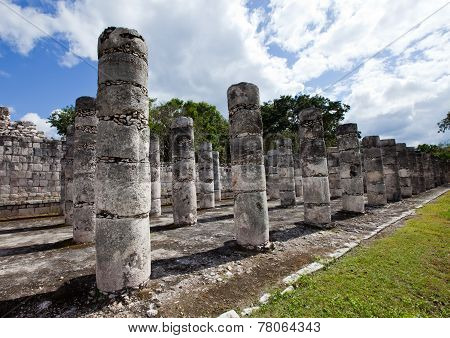 Hall of the Thousand Pillars - Columns at Chichen Itza Mexico