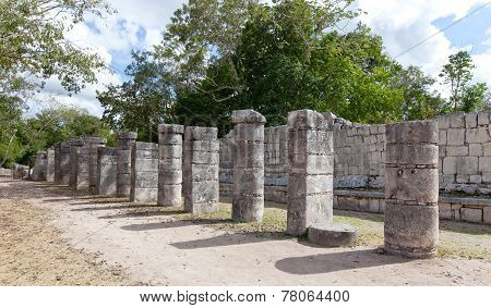 Hall of the Thousand Pillars - Columns at Chichen Itza Mexico