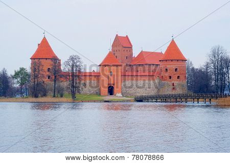 Lithuania, Trakai - November 17, 2014: Trakai Castle - Island castle in Trakai is a museum and a cultural center.