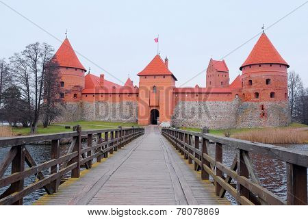 Lithuania, Trakai - November 17, 2014: Trakai Castle - Island castle in Trakai is a museum and a cultural center.