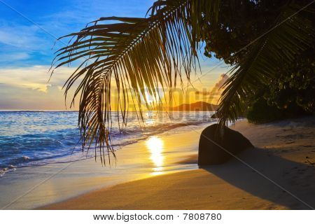 Tropical Beach bei Sonnenuntergang