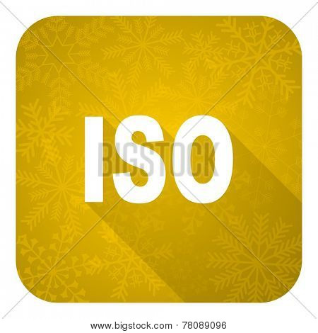 iso flat icon, gold christmas button 
