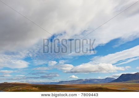 View From Borgarvirki, Ancient Fortress Of Basalt Strata Between