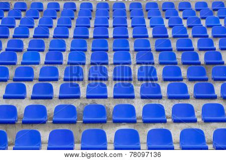 Plastic Blue Seats On Football Stadium