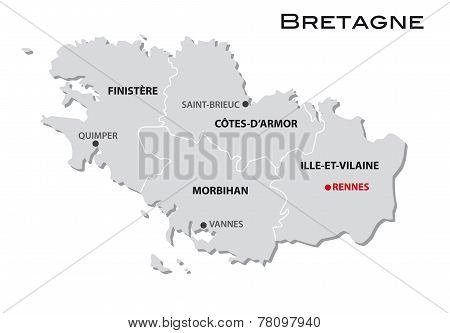 Simple Administrative Map Of Brittany