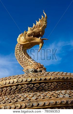 Golden Naga Snake In Thailand
