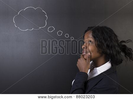 South African Or African American Woman Teacher Or Student Thinking Cloud