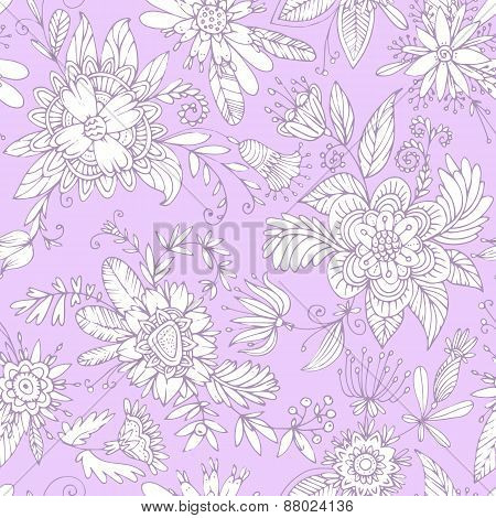 Violet seamless flower pattern