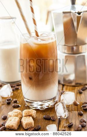Iced Coffee In Tall Glass