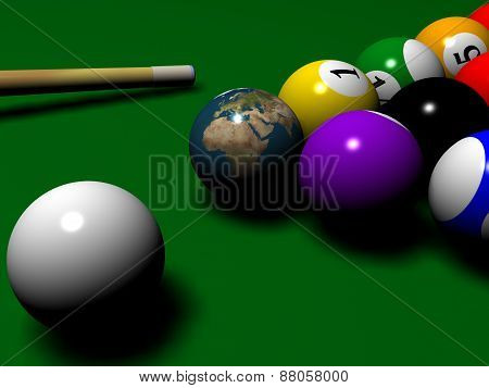 Billiard with Globe instaed of one ball