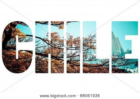 Word Chile Over Mountains.