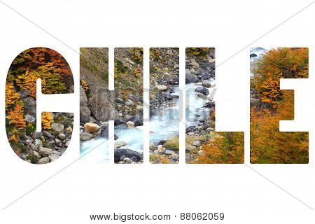 Word Chile Over Mountains.