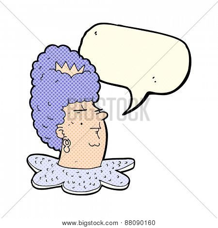 cartoon queen head with speech bubble