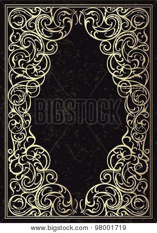 Vector golden ornate frame. Antique ornament.