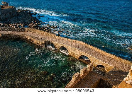 Seascape And Ruins Of Fortress Of Methoni, Peloponnese, Greece