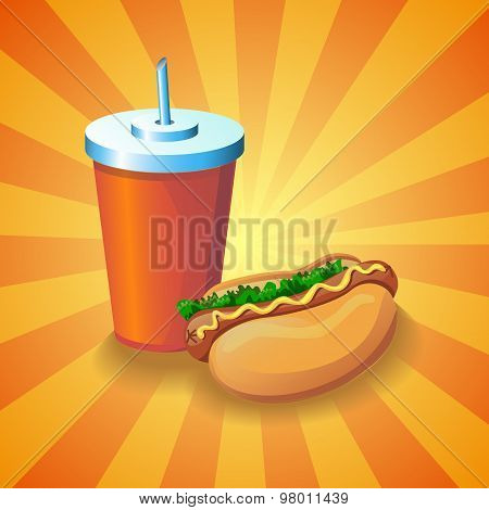 Cola and hot dog