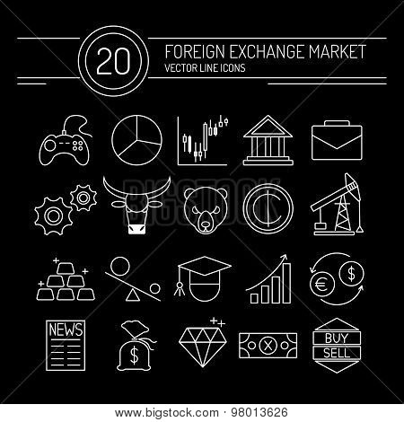 Forex line icons black