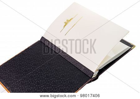 Opened Book With Blank Pages And Decorative Frame For Text