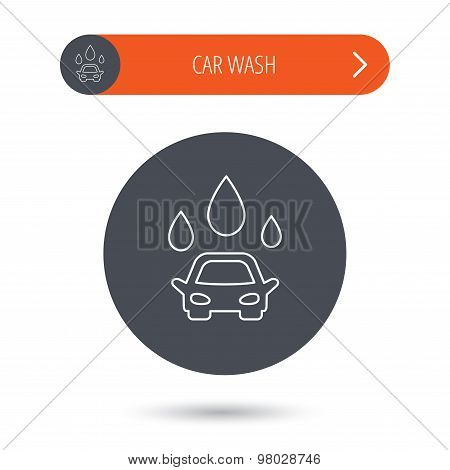 Car wash icon. Cleaning station with water drops