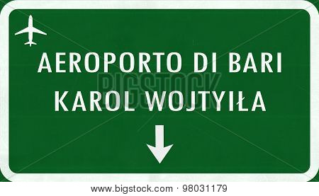 Bari Karol Wojtyila Airport Highway Sign