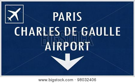 Paris De Gaulle France Airport Highway Sign