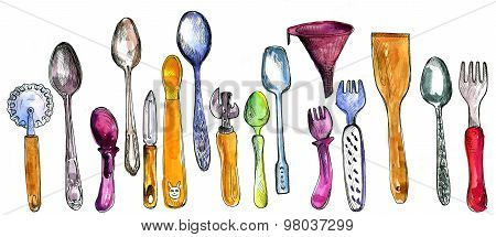 set of  kitchen utensil